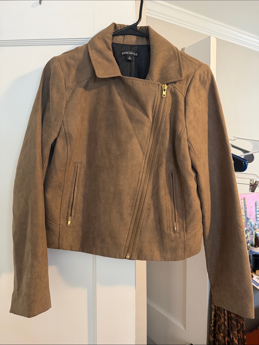 J. Crew Suede Asymmetrical Moto Jacket in Warm Brown